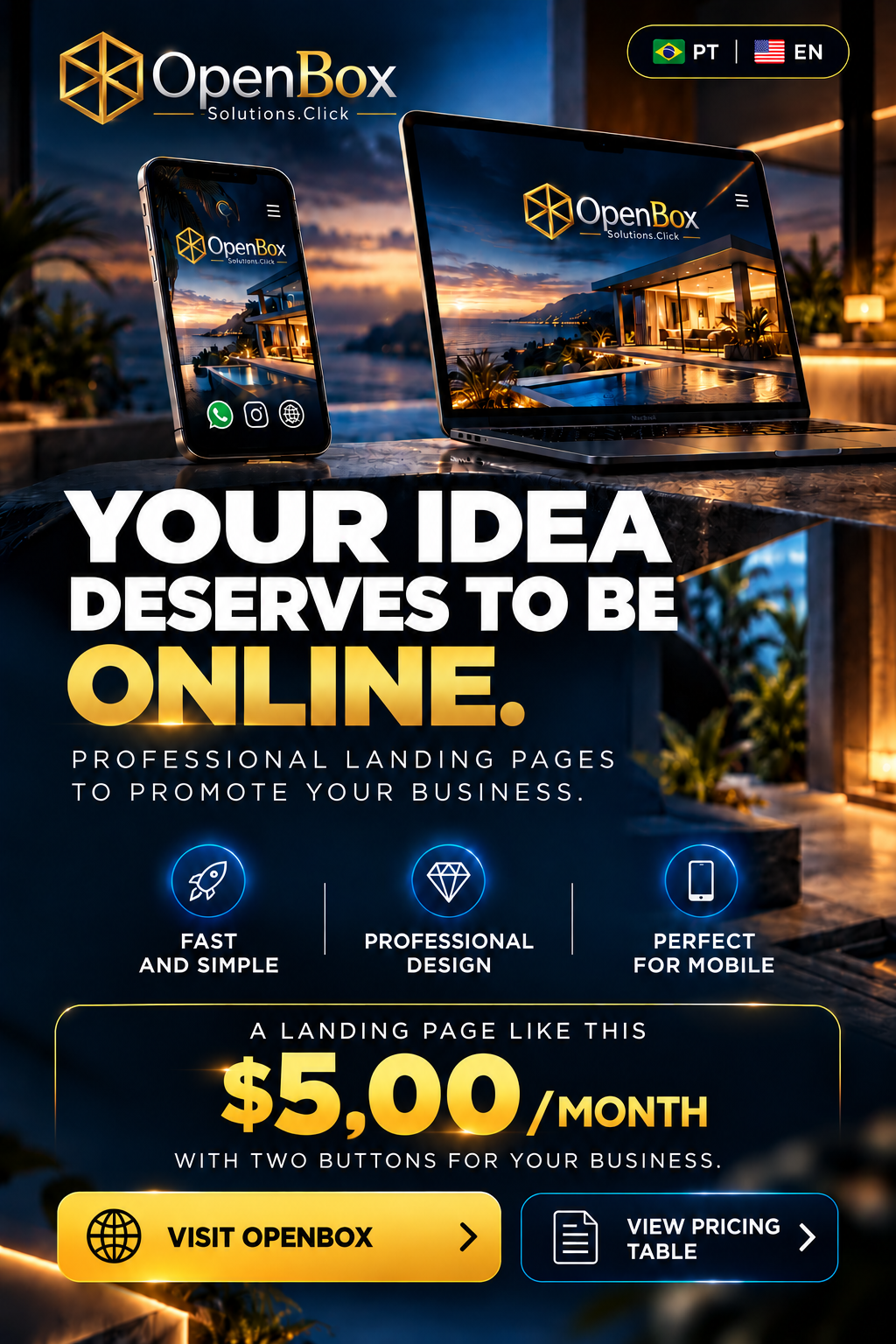 OpenBox Solutions — landing pages from $5 per month